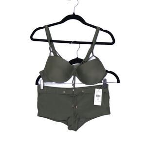 REE BEES NEW Somebody To Love Me Two Piece Bikini Olive Swimwear Women's M